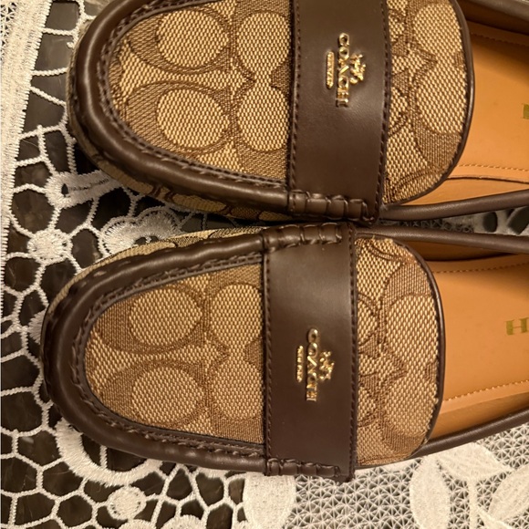 Coach Signature Brown and Tan Loafers - Picture 1 of 6